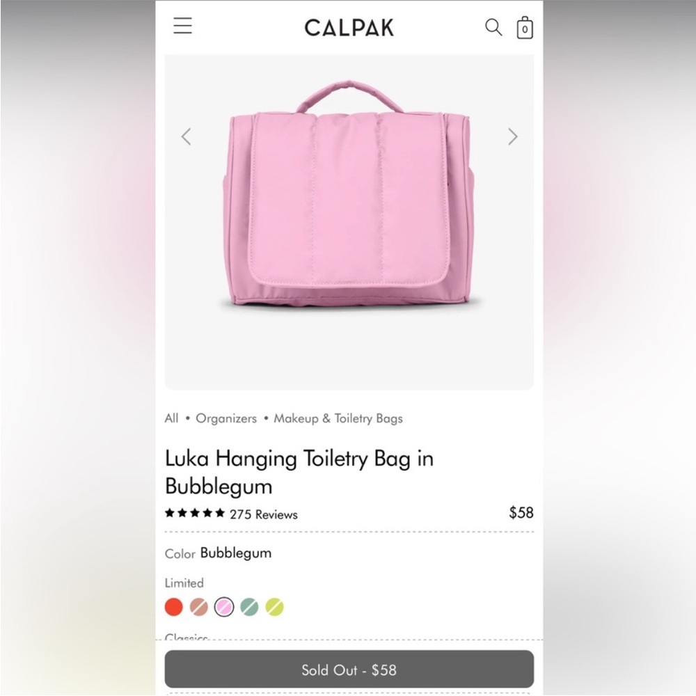 Calpak Bubblegum Toiletry Bag